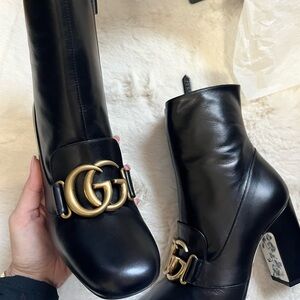 Gucci Black Leather Ankle Boots